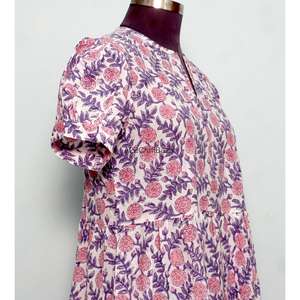 Robe midi imprimée 100 % coton pur la plus vendue pour femme, taille naturelle, tenue décontractée d'été pour le bureau, le brunch et les voyages - Product Image 5