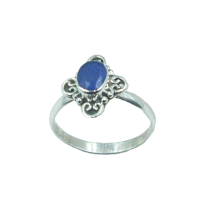 Bague en argent sterling 925 avec saphir bleu naturel, saphir ovale cabochon fait main, fabricant de bijoux en gros pour femmes - Product Image 1