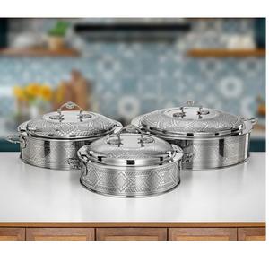 Plat de service rond élégant en acier inoxydable argenté, avec couvercle, idéal pour les réceptions, mariages et la décoration intérieure – Vente chaude - Product Image 1