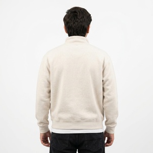 Custom Men Quarter Zip Sweatshirt Cotton Fleece Pullover Casual Streetwear Rib Cuff <b>Mock</b> <b>Neck</b> Warm Layered <b>Top</b> - Product Image 2