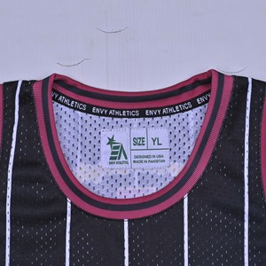 Villas Womens Black <b>Mesh</b> Basketball Jersey Sleeveless Tank <b>Top</b> Round Neck Breathable Polyester Striped Design Front Embroidery - Product Image 6
