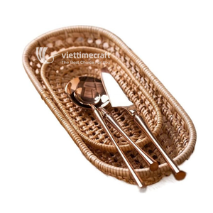 Bandeja de Servir de Ratán, Juego de Cestas Ovaladas Hechas a Mano con Tejido Abierto, Organizador de Mesa Artesanal Sostenible para Pan, Aperitivos y Cubiertos - Product Image 2