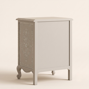 Mother of Pearl Inlay Floral Design <b>Night</b> <b>Stand</b> Bedside Table, Modern Interior Shell Inlay Nightstand for Luxury Home and Office - Product Image 2