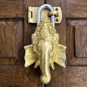 Lord Ganesha Brass <b>Padlock</b> Polished Love Lock with Keys Functional Anti-Theft and Waterproof Small <b>Padlock</b> Patina Antique Finish - Product Image 6