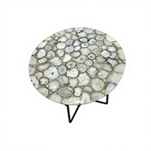 ท็อปโต๊ะอาหารหินอาเกต | ท็อปโต๊ะหินอาเกตพร้อมโลโก้สั่งทำ | ท็อปโต๊ะหินอาเกตสีขาวสำหรับโถงทางเดิน | ท็อปโต๊ะหินอาเกตสำหรับห้องนั่งเล่น - Product Image 1