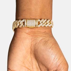 12MM Cuban Link Moissanite <b>Bracelet</b> 925 Sterling Silver Gold Plated VVS D Color Hip Hop <b>Bracelet</b> - Product Image 2