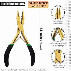 Alicates Profesionales para Extensiones de Cabello, Herramienta de Acero Inoxidable para Instalar y Retirar con Estuche Negro - Product Image 2