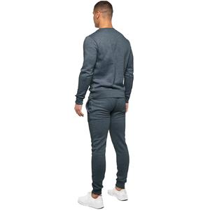 Sudadera de Cuello Redondo para Hombre, Color Gris Oscuro, Corte Ajustado, Tejido de Algodón, Estilo Casual para Otoño, Diseño de Color Sólido con Bolsillo - Product Image 4