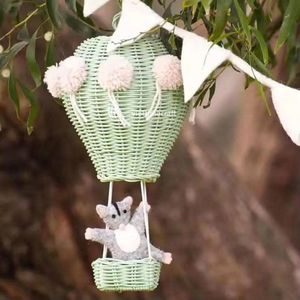 Moderna Cesta de Regalo de Mimbre de Lujo con Decoración de Globo Aerostático de Ratán, Sostenible, para Mesa, Habitación Infantil, Baby Shower, Boda - Product Image 6