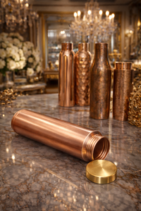 Copper Water Bottle With Lid Portable Travel <b>Drinkware</b> Traditional Chinese Design - Product Image 5