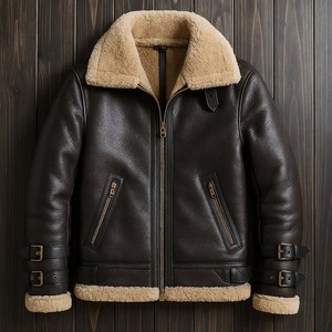 Vestes en cuir et fourrure vierges pour hommes, en tissu laineux, service OEM pour fournisseurs de vêtements masculins - Vente en gros - Product Image 6