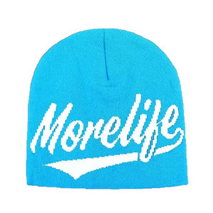 Bonnet d'hiver chaud en fibre acrylique de couleur unie avec logo brodé personnalisé, vente en gros de mode, bonnets tricotés avec logo sur mesure - Product Image 6