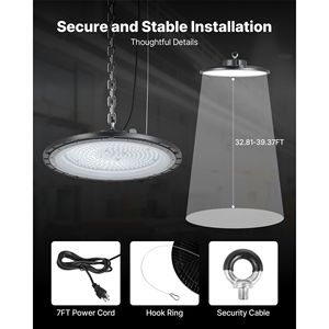 Set di 6 Lampade LED UFO Super Luminose 5000K 250W 36000LM IP65 Impermeabili per Magazzini e Negozi (Certificato ETL) - Product Image 6