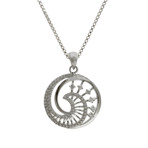 Conjunto de Collar y Pendientes de Plata 925 con Circonita Cúbica en Forma de Luna y Estrella, Joyería Clásica para Mujer, Engaste Pavé, Regalo de Boda - Product Image 3