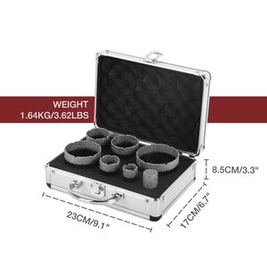Set di 7 punte diamantate per trapano 25-76mm e punte a dito da 25mm, kit seghe a tazza brasate sottovuoto per piastrelle - Product Image 3