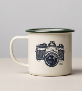Cream Iron <b>Enamel</b> <b>Mug</b> Vintage Camera Sketch Graphic Print Metal Coffee Cup Wholesale Factory Direct Supply Partner Global Market - Product Image 1