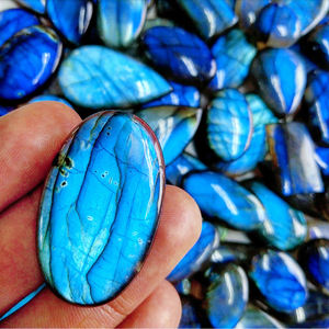 Cabujón de Labradorita Premium, Gema Natural con Efecto de Destello de Fuego Azul, Piedra Suelta Tallada a Mano para Joyería, Venta al por Mayor a Granel en África - Product Image 3