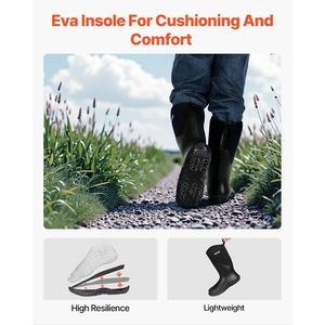 Stivali da Caccia Impermeabili Antiscivolo in Gomma per Uomo, Calzature Protettive Isolate per Giardinaggio e Fango - Product Image 3