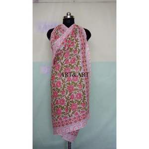 Pareo de algodón estampado a mano para mujer, ligero, ideal para verano, playa, como pañuelo o cubierta de traje de baño, regalo para mujer - Product Image 1