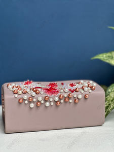 กระเป๋าคลัทช์ปักลายดอกไม้หรูหราประดับมุก กระเป๋าถือออกงานดีไซน์เนอร์สำหรับผู้หญิง งานแต่งงาน งานเลี้ยงค็อกเทล - Product Image 3