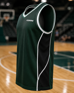 Maillot de basket-ball personnalisé unisexe F2WIN, débardeur en mesh sans manches, col rond, respirant, impression sublimée, numéros d'équipe 21, noir et blanc - Product Image 2