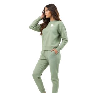 Ensemble de survêtement deux pièces pour femme, vert sauge, hiver, sweat-shirt à col rond et pantalon de jogging, vêtements de sport décontractés, 100% polyester - Product Image 2