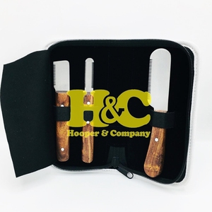 Hot Sale Pet Grooming Comb and Stripping Brush Set Stainless Steel Safety Blunt-Sharp Blade Tip Wooden Handle Logo pvc Pouch - Product Image 2