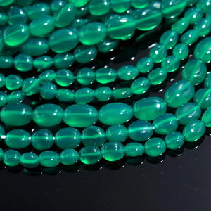 Perles ovales lisses en onyx vert naturel de qualité AAA, forme ovale 5*7-6*8 mm, 16 pouces, pour la création de bijoux - Product Image 4