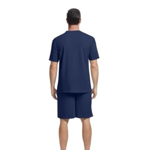 Ensemble t-shirt et short pour homme, couleur unie, séchage rapide, col rond, vêtements décontractés d'été, tissu tricoté en polyester et élasthanne - Product Image 2