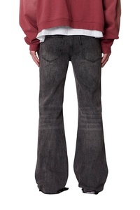 Jean en denim super évasé vintage noir délavé taille mi-haute coupe régulière léger écologique personnalisable - Product Image 6