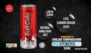 Fabriqué en Malaisie HALAL Cola au sel brun faible en glucides avec sel de l'Himalaya Soda gazeux 0,32L Prêt à expédier en emballage en canette - Product Image 2