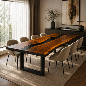 Table à manger rectangulaire en résine écologique moderne, style contemporain, design durable, décoration d'intérieur. - Product Image 2