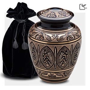 Black Cremation Urn with Gold <b>Butterfly</b> and Hands Design for Adult Funeral Urn Handmade Large Brass Memorial Urn With Lid - Product Image 6