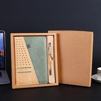 Coffret Cadeau Carnet d'Affaires Personnalisé avec Logo, Journal en Cuir PU de Luxe, Reliure Collée, Stylo en Bambou, Cadeaux Promotionnels d'Entreprise