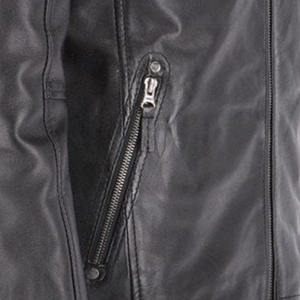 Men's Black Leather Motorcycle Jacket Stand Collar Zipper Closure Slim Fit Moto Style Winter Wear <b>Thin</b> Front Breathable - Product Image 6