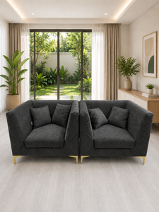 Ensemble de canapés modernes 211 PIRAMID gris foncé émeraude pour hôtel, salon, appartement, tissu haut de gamme personnalisé, écologique, pieds en acier inoxydable - Product Image 2