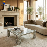 Ensemble de socles de sol en marbre Calacatta Viola moderne sur mesure KT STONE, table basse en pierre frittée, table centrale de luxe en marbre
