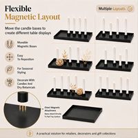 Plateau porte-bougie magnétique moderne en métal avec bases mobiles pour bougies coniques – Décoration de table moderne pour l'Avent et Noël