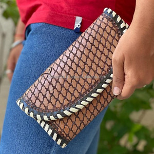 Cartera tallada a mano, funda de teléfono de embrague, elegante Cartera de Color turquesa multiusos para mujer, carteras de cuero occidental - Product Image 4