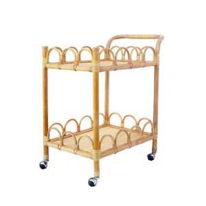 Handmade Eco-friendly Rattan Bar Cart <b>Trolley</b> Mobile Storage Organizer & Kitchen <b>Serving</b> <b>Trolley</b> for Home Bar Living Dining - Product Image 3