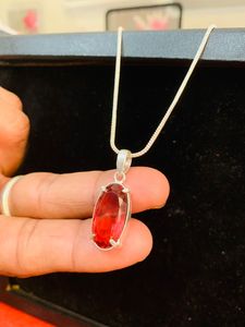 <b>Ruby</b> <b>necklace</b> German Silver <b>Necklace</b> Oval Gemstone Charm Chain Jewelry for Women Gift Party handmade Women Jewelry - Product Image 4