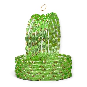 High Quality Green Gold Plated Raindrop <b>Crystal</b> Kashmiri Glass Bangles Set <b>for</b> <b>Women</b> Indian Wedding Fashion Jewelry Wholesale - Product Image 3