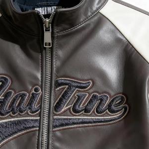 Chaqueta de Motociclista de Cuero Doble Hecha a Medida de Alta Calidad para Hombre, Estilo Urbano de Moda, Impermeable, Transpirable, con Cuello Alto - Product Image 3