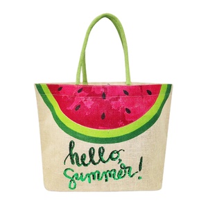 กระเป๋าชายหาดปอกระเจาแบบลำลองใช้ซ้ำได้มีสองสายมีซิปปิดกระเป๋าด้านใน - Product Image 1