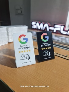 Support NFC Google Review en Acrylique Blanc et Noir avec Évaluation 5 Étoiles – Tapper pour Évaluer – Merci pour votre Visite - Product Image 2