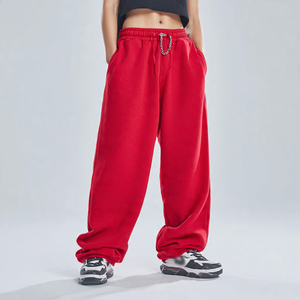 Pantalones Deportivos Holgados con Cordón en la Cintura para Mujer, 500 GSM, Pierna Ancha, Pantalones Deportivos de Invierno para Mujer, Moda Urbana - Product Image 3