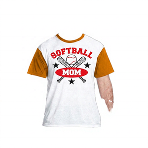 Camiseta de Softbol para Mamá, Blanca y Negra, Manga Corta, Ribete en Contraste, Diseño Estampado, Cuello Redondo, Estilo Casual, Corte Jersey para Hombre - Product Image 5