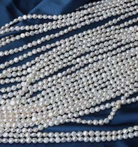 Perles de pain en gros, perles bouton à fort lustre 5-6mm, perles d'eau douce, perles en vrac, perles pomme de terre, fils de perles pour le bricolage - Product Image 2