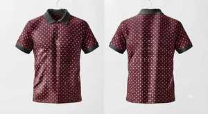 เสื้อโปโลผู้ชายสีแดงเลือดหมูลายจุด แขนสั้น ลำลอง ผ้าถัก ติดกระดุม - Product Image 2