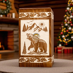 AYAANS Rosewood wooden Hand Carved Wooden Hot Selling cremation Urn <b>Box</b> for Adult Ashes Wholesale Cremation Urns (6X6X11)IN - Product Image 2